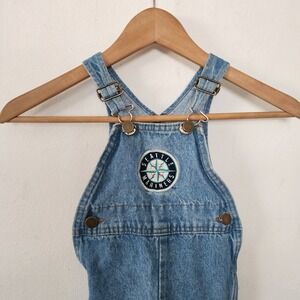 Vintage 90s Seattle Mariners Kids Overalls Size 12 Month Made in USA